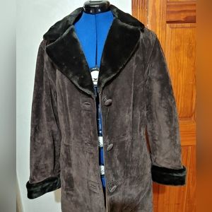 Free Country genuine brown suede jacket with faux fur lining Size M